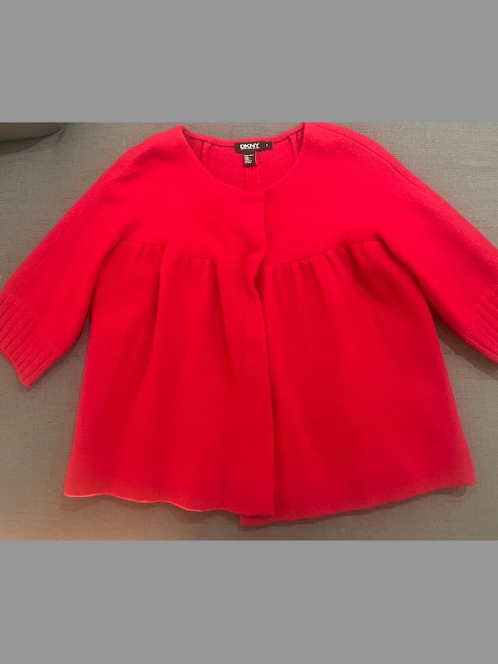 VTG Y2K DKNY Red Swing Wool Crop Blazer Empire Waist Peplum Babydoll Jacket SZ P